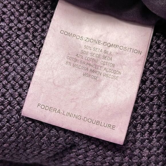 YSL Yves Saint Laurent Silk & Cotton Cropped Purple Coat Sz 12 (F44) - Picture 14 of 16